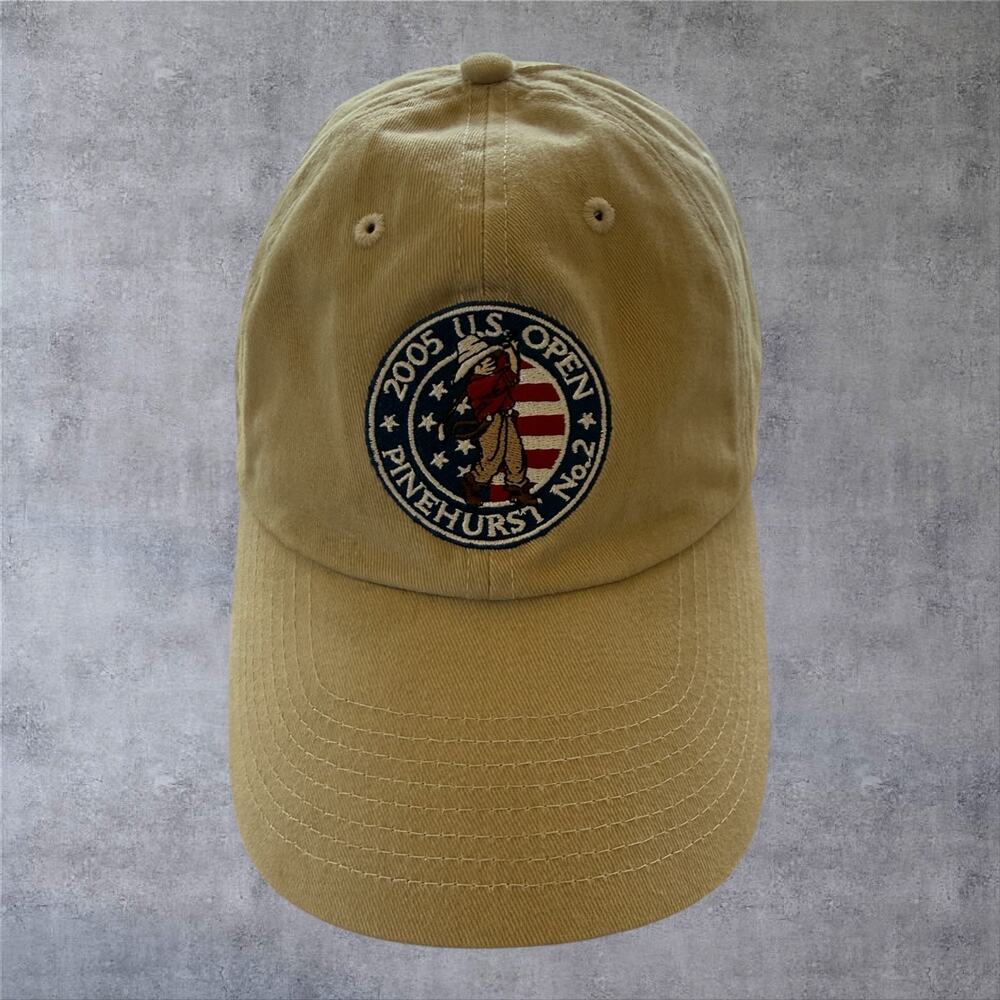 Vintage 2005 US Open Pinehurst No 2 Hat Cap USGA Member Khaki Golf Strapback Y2K
